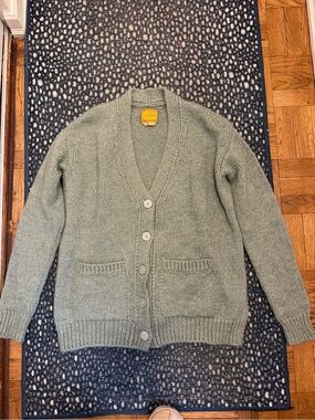 Le Lion Italian Wool Cardigan M/L Sparkle Seafoam